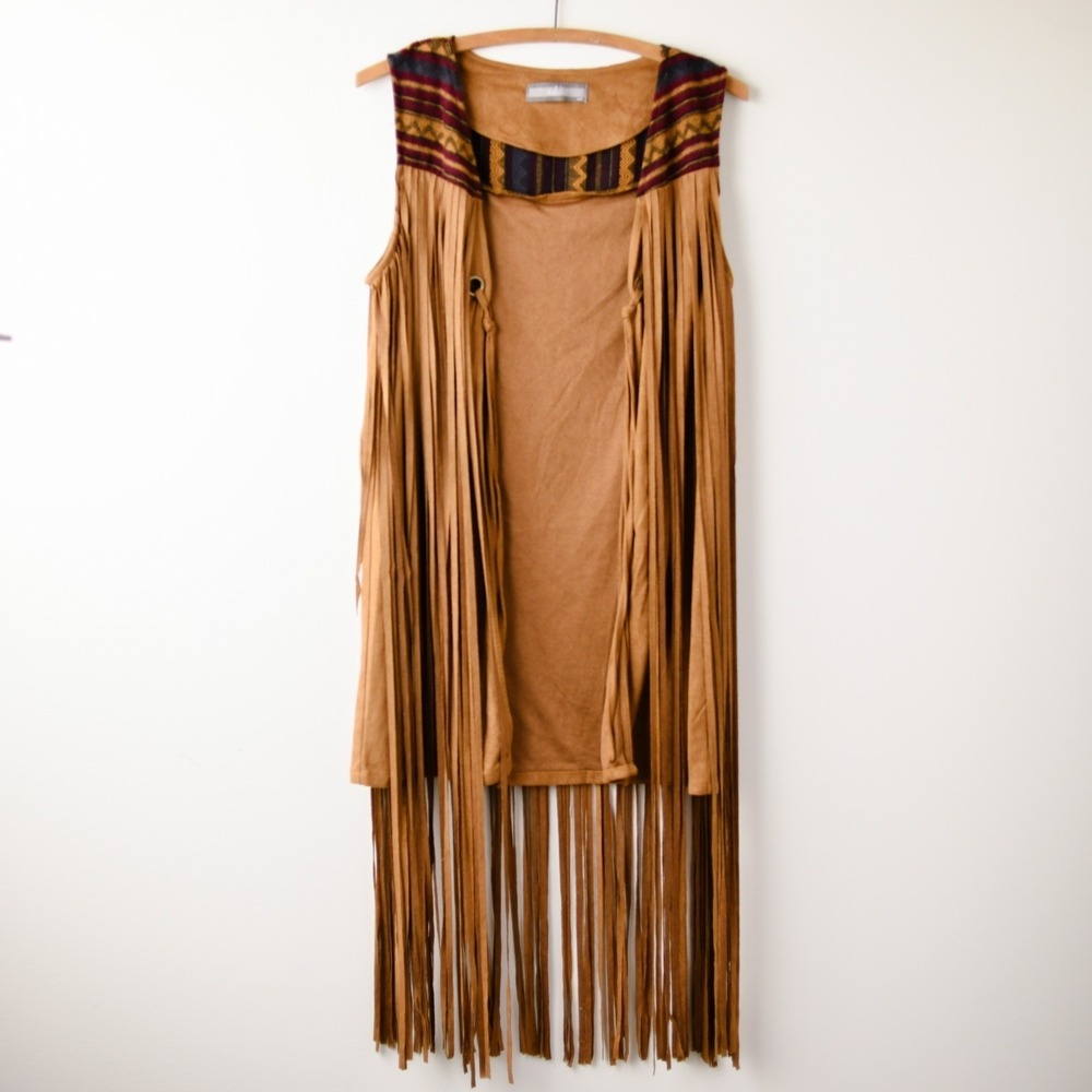 Boho Fringe Vest S Faux Suede Western Fringe Boho‎ Festival Cowgirl Rodeo Indie